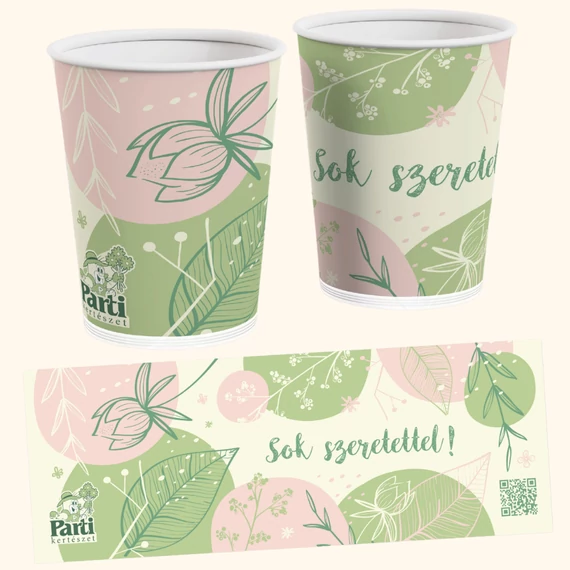 Partis kaspó - Sok szeretettel! (zöldes)