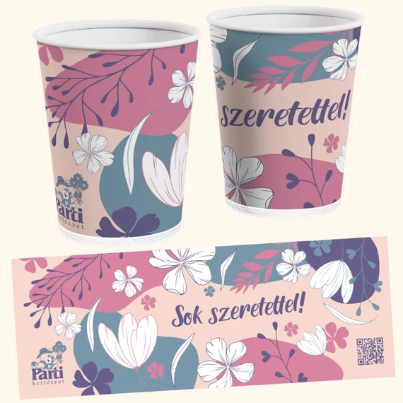 Partis kaspó - Sok szeretettel! (rózsaszínes)